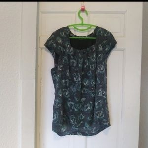 Ann Taylor Print High Low Blouse XL